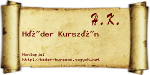 Héder Kurszán névjegykártya
